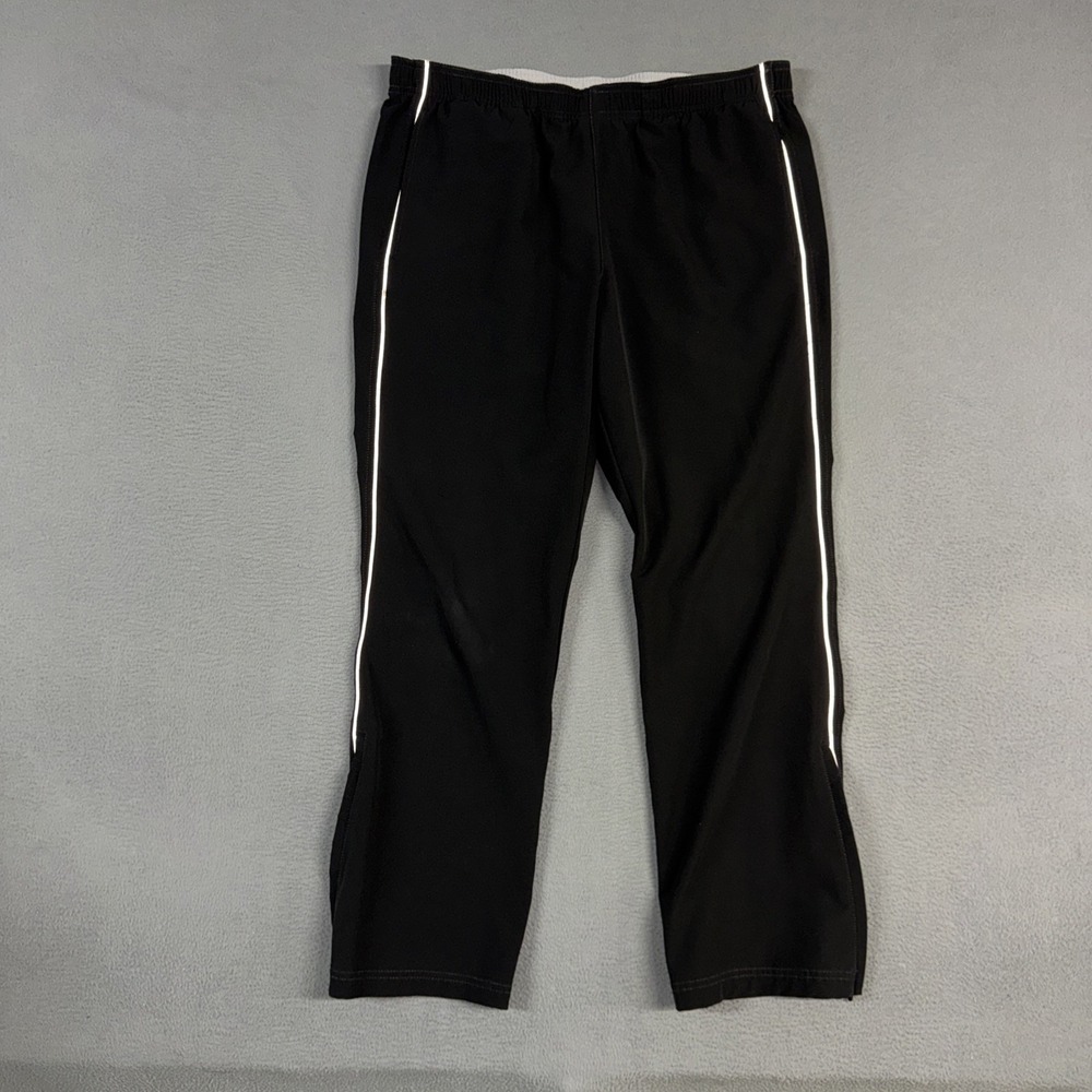 Eddie Bauer Sport Pants Mens Large Black Side Stripe Stretch Pull On Zip Ankle
